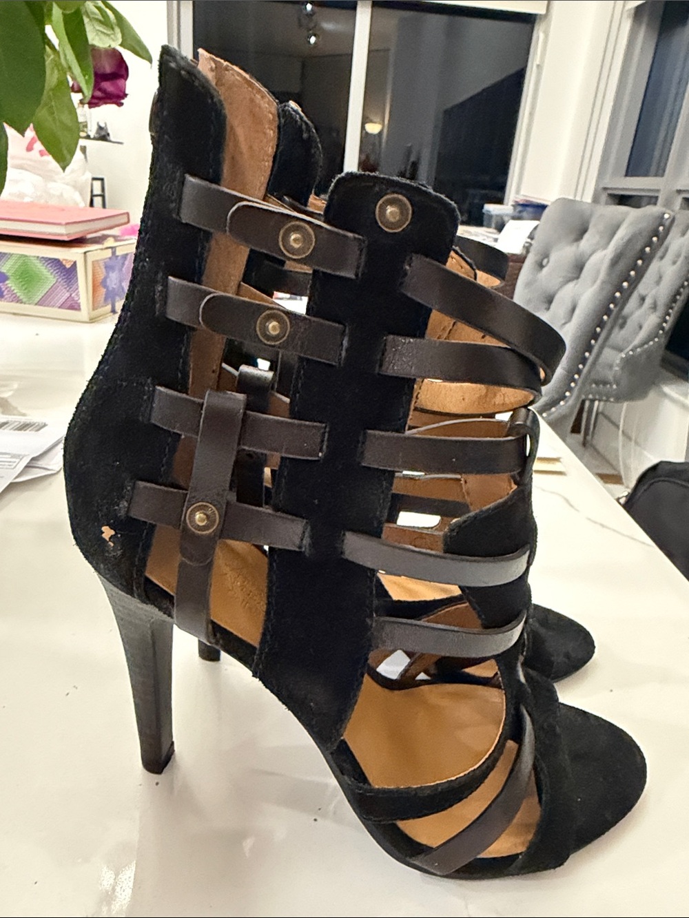 Nine west vintage America  Black Strappy High Heel Sandals